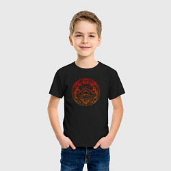 Футболка хлопковая детская Skull red orange gradient, цвет: черный — фото 2