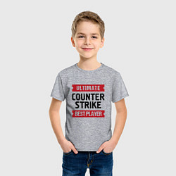 Футболка хлопковая детская Counter Strike: таблички Ultimate и Best Player, цвет: меланж — фото 2