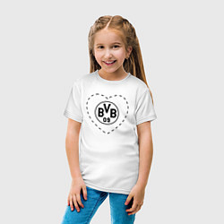 Футболка хлопковая детская Лого Borussia в сердечке, цвет: белый — фото 2