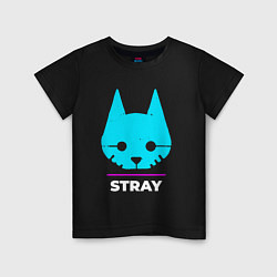 Футболка хлопковая детская Символ Stray в неоновых цветах, цвет: черный