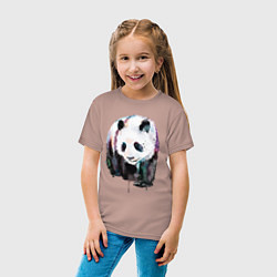 Футболка хлопковая детская Панда - акварель, цвет: пыльно-розовый — фото 2