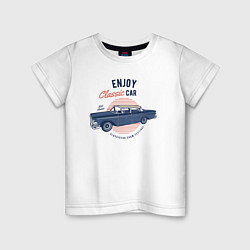 Футболка хлопковая детская Enjoy classic car, цвет: белый