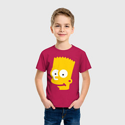 Футболка хлопковая детская Барт Симпсон - портрет, цвет: маджента — фото 2