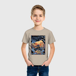 Футболка хлопковая детская Звездный десант в квадрате, цвет: миндальный — фото 2