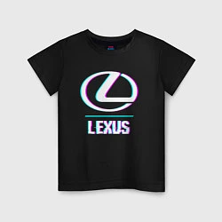 Футболка хлопковая детская Значок Lexus в стиле glitch, цвет: черный