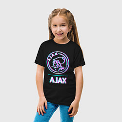 Футболка хлопковая детская Ajax FC в стиле glitch, цвет: черный — фото 2