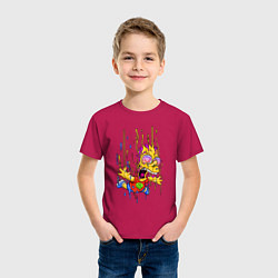 Футболка хлопковая детская Барт Симпсон - свободное падение, цвет: маджента — фото 2