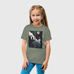 Футболка хлопковая детская Оранжевая луна и дикий альпинизм, цвет: авокадо — фото 2