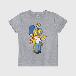 Футболка хлопковая детская Прикольная семейка Симпсонов, цвет: меланж