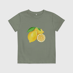 Футболка хлопковая детская Сочные лимоны, цвет: авокадо