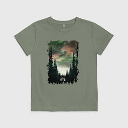 Футболка хлопковая детская Лес кругом, цвет: авокадо