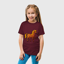 Футболка хлопковая детская Конь бьет копытом, цвет: меланж-бордовый — фото 2