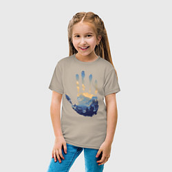 Футболка хлопковая детская Отпечаток ладони Кратоса, цвет: миндальный — фото 2