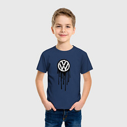 Футболка хлопковая детская Volkswagen - art logo, цвет: тёмно-синий — фото 2
