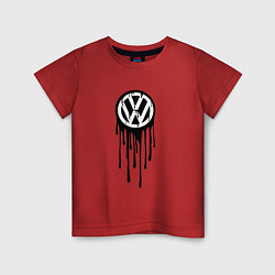 Футболка хлопковая детская Volkswagen - art logo, цвет: красный