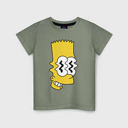Футболка хлопковая детская Bart Simpson - glitch, цвет: авокадо