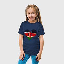 Футболка хлопковая детская Сердце - Кения, цвет: тёмно-синий — фото 2