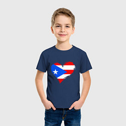 Футболка хлопковая детская Сердце - Пуэрто-Рико, цвет: тёмно-синий — фото 2