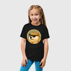 Футболка хлопковая детская Пёсик Доге в очках, цвет: черный — фото 2