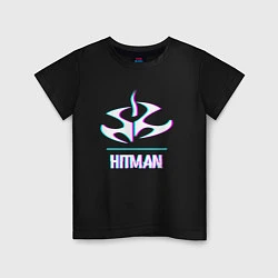 Футболка хлопковая детская Hitman в стиле glitch и баги графики, цвет: черный