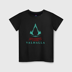 Футболка хлопковая детская Assassins Creed Valhalla - logo, цвет: черный