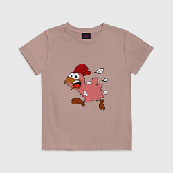 Футболка хлопковая детская Побег петуха, цвет: пыльно-розовый