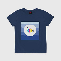 Футболка хлопковая детская CMYK рыбка, цвет: тёмно-синий