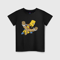 Футболка хлопковая детская Хулиган Барт Симпсон целится из рогатки, цвет: черный