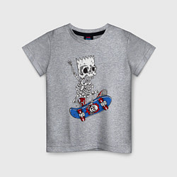 Футболка хлопковая детская Скелет Барта Симпсона на скейтборде, цвет: меланж