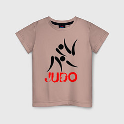Футболка хлопковая детская Дзюдо символ, цвет: пыльно-розовый