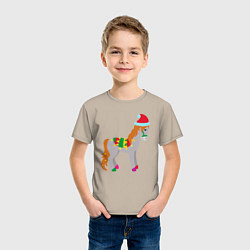 Футболка хлопковая детская Праздничная лошадкa, цвет: миндальный — фото 2