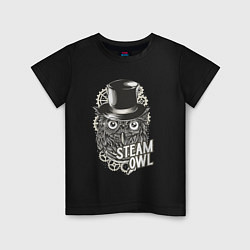 Футболка хлопковая детская Steam owl, цвет: черный