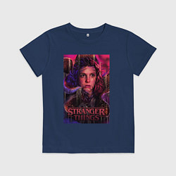 Футболка хлопковая детская Stranger Things eleven, цвет: тёмно-синий