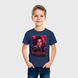 Футболка хлопковая детская Stranger Things eleven, цвет: тёмно-синий — фото 2