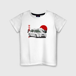 Футболка хлопковая детская Mazda 3 bk JDM Retro, цвет: белый