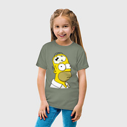 Футболка хлопковая детская Гомер Симпсон - нет подключения к интернету, цвет: авокадо — фото 2