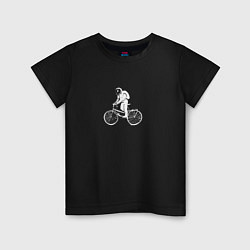 Футболка хлопковая детская По космосу на велосипеде, цвет: черный