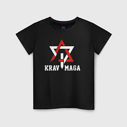 Футболка хлопковая детская Krav-maga national wrestling emblem, цвет: черный