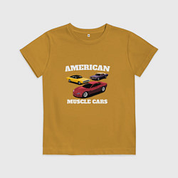 Футболка хлопковая детская Dodge American Muscle Car, цвет: горчичный