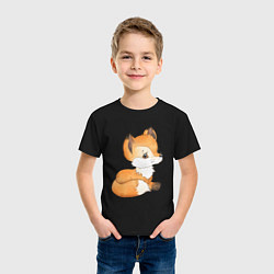 Футболка хлопковая детская Маленький лисенок арт, цвет: черный — фото 2