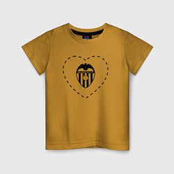 Футболка хлопковая детская Лого Valencia в сердечке, цвет: горчичный