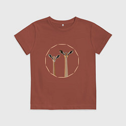 Футболка хлопковая детская Пара газелей геренук в рамочке, цвет: кирпичный