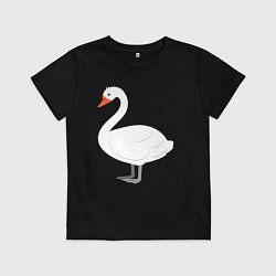 Футболка хлопковая детская Бeлый лебедь, цвет: черный