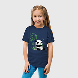 Футболка хлопковая детская Панда бамбук и стрекоза, цвет: тёмно-синий — фото 2