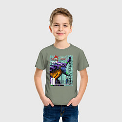 Футболка хлопковая детская EVA 01 Poster - Evangelion, цвет: авокадо — фото 2