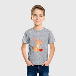 Футболка хлопковая детская Кролик с сердечком, цвет: меланж — фото 2