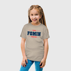 Футболка хлопковая детская Team Fomin forever фамилия на латинице, цвет: миндальный — фото 2