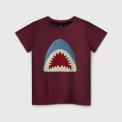 Футболка хлопковая детская Красивая акула, цвет: меланж-бордовый