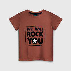 Футболка хлопковая детская We rock you, цвет: кирпичный