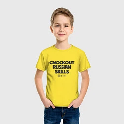 Футболка хлопковая детская Cnockout russian skills, цвет: желтый — фото 2